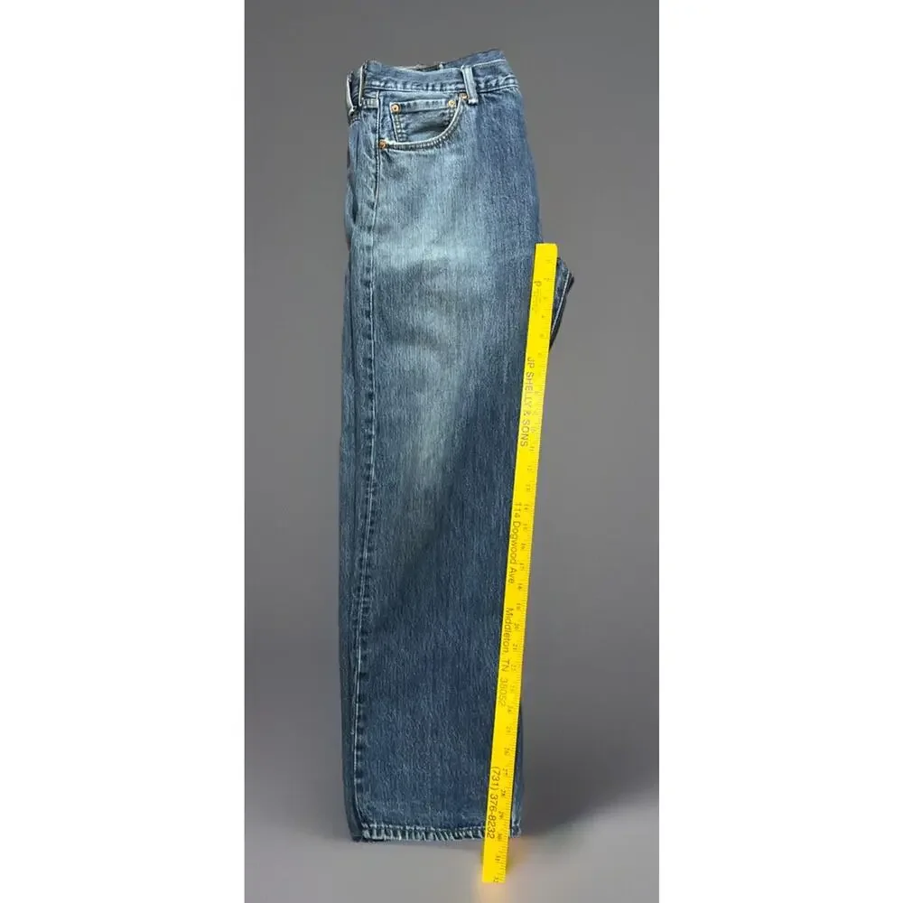 Levi's 501's Light Washed Naturally Distressed Men's Button Fly Jeans W36 L32